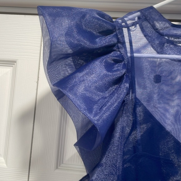 Navy Jonathan Simkhai Corina Organza Ruffle Top [M, NWT] - Picture 13 of 13